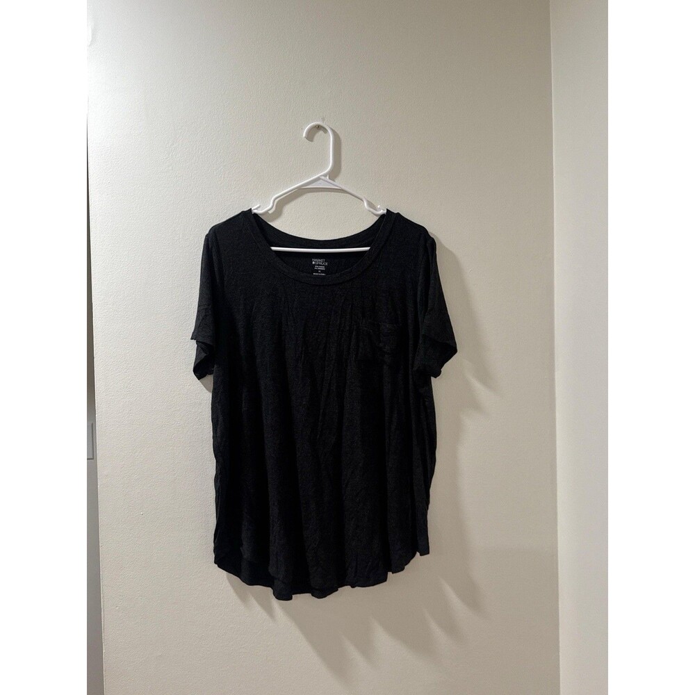Market & Spruce T Shirt Womens XL Heathered Black Short Sleeve Stretch